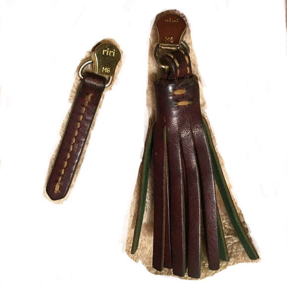 DOONEY & BOURKE Leather Tassel and Zipper Pull Strap Key Fob Bag Charm - Picture 3 of 11